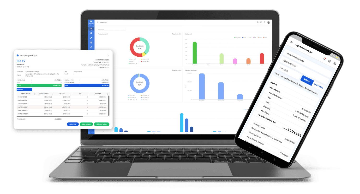 Tampilan Dashboard PortaPro di Laptop